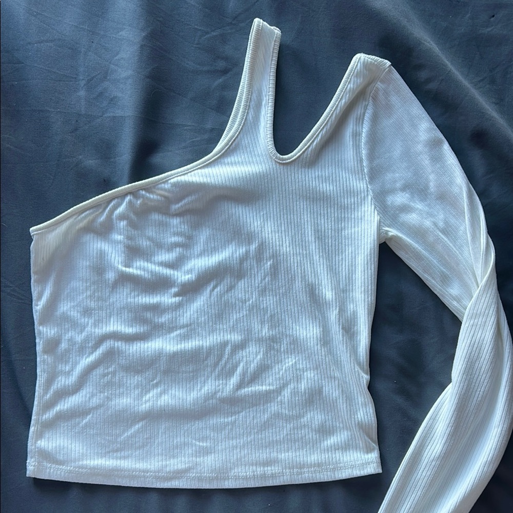 White Asymmetrical One Shoulder Top